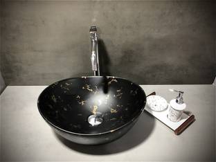ALPHA Premium Designer Ceramic Wash Basin(M24_Matt) with Waste Pipe & Coupling set (17x13.5x6)(M24_matte) Table Top Basin