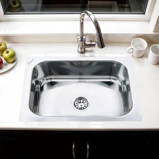 RUHE Square Single Bowl 26x20x9 Inches Kitchen Sink| Premium Stainless Steel Sink 26 X 20 X 9 Inches Vessel Sink