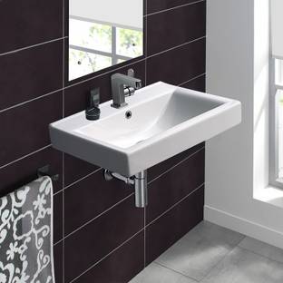 Glexero Premium Quality Super White Wall Mounted Wash Basin Bathroom Wash Basin Wall Hung Basin