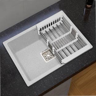 Impulse by Plantex Granite Quartz Single Bowl Kitchen Sink with Real Stone Finish (24x18 inches) (APS-2025-GREY-24x18") Under Counter Basin