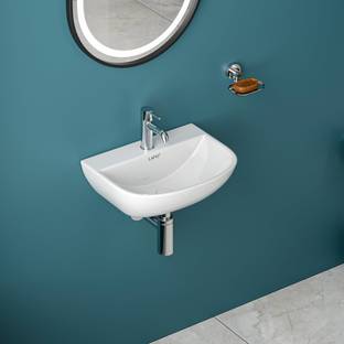 LAPO Wall mount Wash basin, Ceramic Wash Basin for Bathroom, Ceramic Wall Hung WashBasin-White-Jace Wall Hung Basin