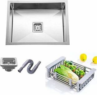Bowlsandmore | 18" x 16" x 10" | KITCHEN SINK WITH SS COUPLING & VEGETABLE WASH BASKET | Kitchen Sink-03 Vessel Sink