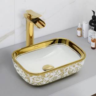 Plantex Wash Basin/Wash Basin Hand Wash Ceramic Basin for Bathroom/Table Top Basin/Washbasin for Bathroom - (NC-462) Counter Top