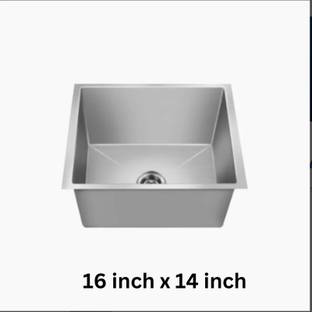 NIRALI Kitchen Sink Square Molly 16" x 14" x 8" | | 410 mm x 360 mm |Sharp, Sleek & Futuristic Designs| Premium Kitchen Sinks Vessel Sink