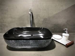 DELTA Premium Designer Ceramic Wash Basin(0022) with Waste Pipe & Coupling set (18x13x5)(0022) Table Top Basin