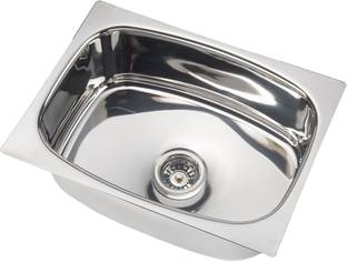 jaiswal Kitchen Sink_24X18X9 Inches with Accessoseries Coupling & Adjustable Pipe Top Mount