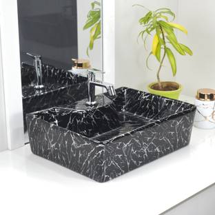 Reyal Premium Wash Basin For Bathroom,Hotel (Size: 12"X16"X5") Wall Mount Basin (2 In 1) Counter Top