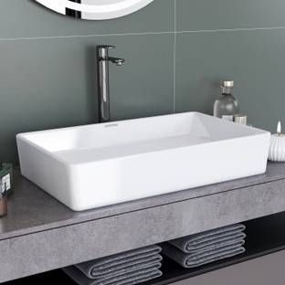 Plantex Tabletop Wash Basin/Washbasin Platinium Tabletop Ceramic Rectangle Wash Basin/Countertop Sink (23.5x13.5x4.5) Table Top Basin