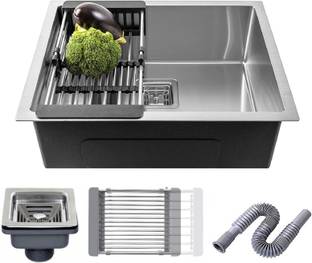 MESSINA 21" X 18" X 10" Inches Handmade Kitchen Sink Sound Proof Single Bowl Stainless Steel Matt Finish_A31 Vessel Sink