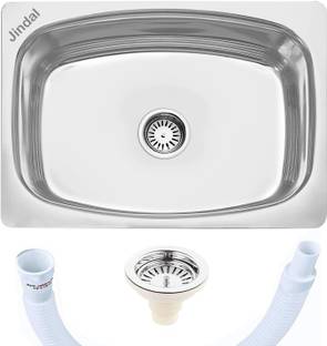 Jindal steel 22x18x9 kitchen sink 10 year warranty 304 grade with Heavy drain Coupling Vessel Sink