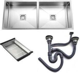 ROSSIL 37" X 18" X 10" DOUBLE BOWL HANDMADE KITCHEN SINK (MATTE FINISH) 37" X 18" X 10" DOUBLE BOWL HANDMADE KITCHEN SINK (MATTE FINISH) Vessel Sink (MATT) Vessel Sink