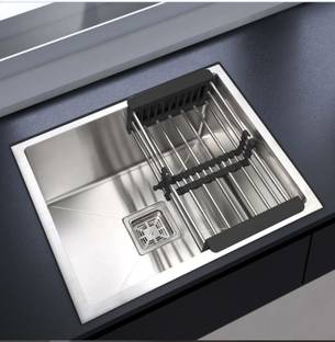 MESSINA 24"×18"×10" 304 HANDMADE sound proof KITCHEN SINK HEAVY-DUTY PREMIUM QUALITY CHROME MATT FINISH (24"×18"×10") SILVER vessel sink DL_0.2A1 Vessel Sink