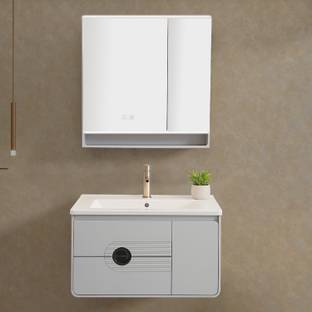 Plantex Wash Basin with Cabinet for Bathroom/Vanity with Ceramic Basin and Mirror Vanity for Bathroom/Cabinet with Wash Basin & Mirror/Bathroom Organizer- NZBC-45 Wall Hung Basin