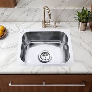 RUHE Square Single Bowl 16x14x6 Inches Kitchen Sink| Premium Stainless Steel Sink 16x14x6 Inches Vessel Sink
