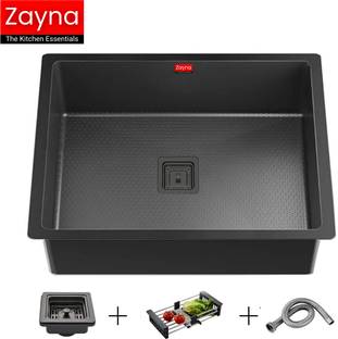 Zayna 24X18X10 PREMIUM KITCHEN SINK WITH HONEYCOMB STRUCTURE WITH ALL ACCESSORIES (ANTI-SCRATCH) (ANTI-STAIN) Vessel Sink