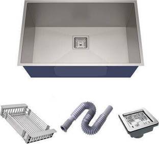 MIGSA Undermount Stainless Steel Kitchen Sink Single Bowl Heavy Duty 304 HANDMADE sound proof SINK MATT FINISH (24"×18"×10") SILVER MODEL- VM-0.5 Vessel Sink