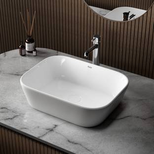 RUHE Iris Countertop Ceramic Wash Basin | Premium Bathroom Sink | Hand Basin Tub | Basin for Bathroom and Living Room Counter Top