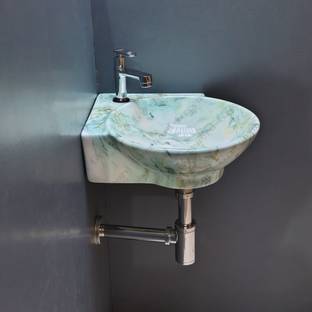 Greenord designer small corner hand wash basin for Bathroom (14"X14"X4.5" Inch) wall hung 03 Corner Basin