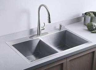 ASTTONUS Double Bowl Kitchen Sink (32X18-Inch, Silver Color)Premium Stainless Steel 304 PM-DB-SQ-3218-FP Under Counter Basin