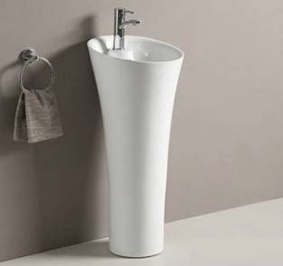 ALPHA Table Top Premium Designer Ceramic Wash Basin with waste pipe & Coupling Pedestal Wash Basin Pedestal Basin