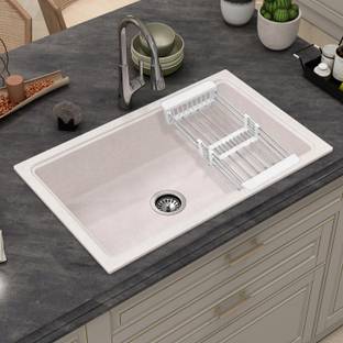 Plantex Granite Single Bowl Kitchen Sink/Quartz Acrylic Kitchen Sink/Sink for Kitchen Sinks with Coupling/Wash Basin (32x20 Inches) Under Counter Basin
