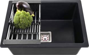 Fossa 24"x18"x09 Quartz Single Bowl Kitchen Sink Super Strong Matt Finish FQS-04B Top Mount