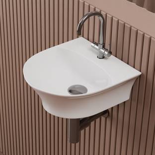 Syon Ceramic Table Top & Wall Mount Wash Basin for Bathroom (13x14 inch) SYON075 Wall Hung Basin