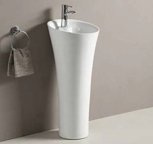 DELTA Pedestal Premium White Ceramic Wash Basin For Home and Hotels Pedestal Wash Basin Pedestal Basin