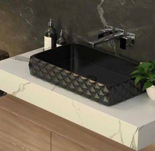 Nerobi BIG SIZE DESIGNER PREMIUM TABLE TOP COUNTER TOP WASH BASIN 24x13.5x5 diamondblack Table Top Basin