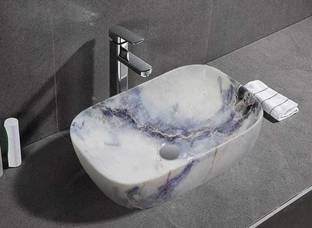 VIENZA Premium Ceramic Material For Bathroom Livingroom & Any Wash Area Marble Look Blue And White Netural Imege And Color Tabletop Washbasin Over Counter Basin