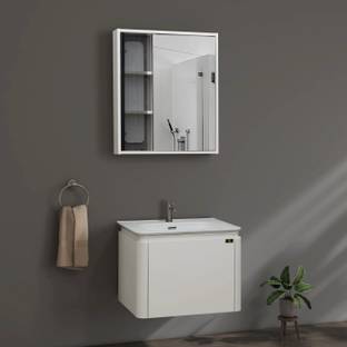 Plantex Wash Basin with Cabinet for Bathroom/Vanity with Ceramic Basin and Mirror Vanity for Bathroom/Cabinet with Wash Basin & Mirror/Bathroom Organizer- NZBC-13 Wall Hung Basin