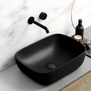 Lofina Ceramic Premium Designer Table Top Counter Top Golden Wash Basin Gold Ceramic Wash Basin DS BLACKMATT (L45XW32.5XH12.5 cm)Counter top Ceramic Wash Basin Table Top Basin