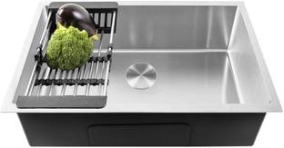 Fossa 24"x18"x10" Inch Single Bowl SS-304 Grade Handmade Kitchen Sink (Round Coupling) FHS-04R Vessel Sink