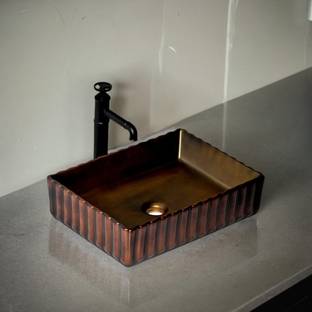 InArt Ceramic Counter Basin Design 19 x 14 x 5 Inch Antique Bronze Matt Table Top Basin