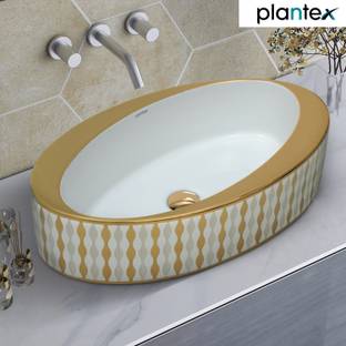 Plantex Ceramic Basin/Washbasin for Bathroom/Tabletop Basin for Home/Office/Hotel (NCTT-674) Counter Top