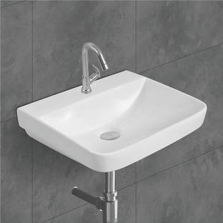 Syon RUBEL Ceramic Wall Mount Wash Basin for Bathroom & Living Room (18x14 inch) SYON006 Wall Hung Basin