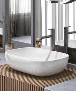 LOFINA Premium Ceramic vessel Sink Which Gives Look To your Home Table Top Wash Basin JSD White (L45xW32.5xH12.5Cm) Very Stylish Bathroom Luxury Ceramic Wash Basin Table Top Basin