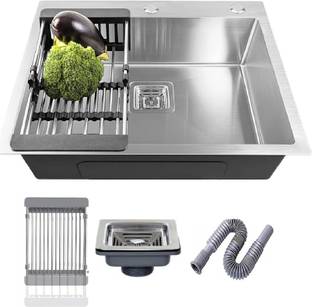 MESSINA 24 x 18 x 10 Tap Hole Kitchen Sink 304 Grade Single Bowl Sound Proof Chrome Stainless Steel _A46 Vessel Sink