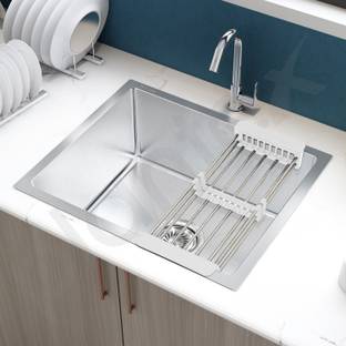 Plantex 304 Stainless Steel Grande Undermount Sink for Kitchen/Handmade Kitchen Sink Single Bowl Sinks with Coupling and Hose Pipe (22x18 Inches) Vessel Sink