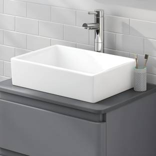 Syon STYLE Ceramic Table Top Wash Basin for Bathroom & Living Room (16"x11.5") SYON097 Table Top Basin
