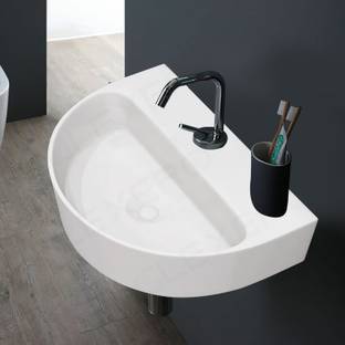 Glexero Premium Quality Super White Bathroom Wash Basin Gloster Wash Basin Wall Hung Basin