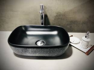 DELTA Premium Designer Ceramic Wash Basin Matt Finish with Waste Pipe & Coupling set (18x13x5)(M22-Matte) Table Top Basin