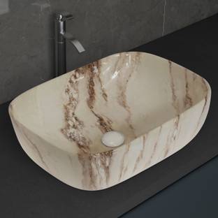 Plantex Ceramic Washbasin/Wash Basin Hand Wash/Tabletop Wash Basin-Marble Finish (ALPHA-NS-139) Table Top Basin