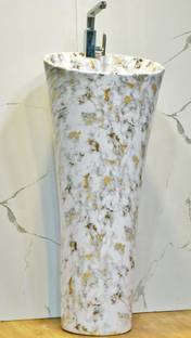 clayplus Italian Marble Inspired Designer Pedestal Wash Basin Pedestal Basin