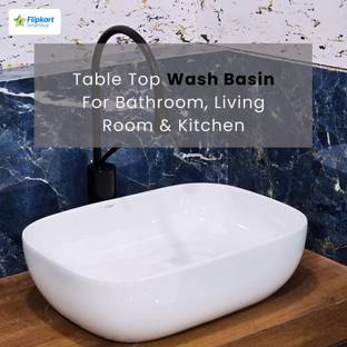 Flipkart SmartBuy TT-14 Premium Grade Ceramic's White Table Top Wash Basin Table Top Basin