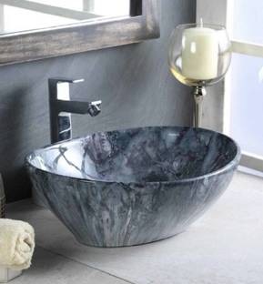 InletCera Premium Designer Ceramic Wash Basin(GJ-16)with Waste Pipe & Coupling set (17*13.5*5)(GJ-1016) Table Top Basin