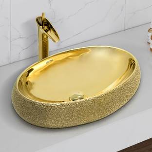 Plantex Ceramic Wash Basin/Table top Wash Basin Countertop Vessel Sink Basin - Indo-European Collection (EQTT-028) Counter Top