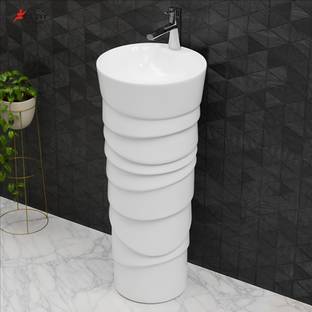 clayplus Designer One Piece Free Standing Damru Wash Pedestal Basin