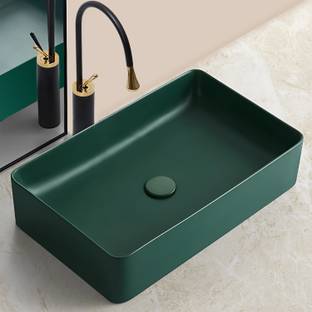 Plantex Wash Basin/Tabletop Wash Basin Designer Ceramic Basin for Bathroom/Washbasin/Countertop Rectangular Basin Table Top Basin