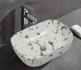 Nerobi Nerobi Wash Basin Countertop, Tabletop Ceramic Bathroom Sink/Basin. White,Black 971 Table Top Basin